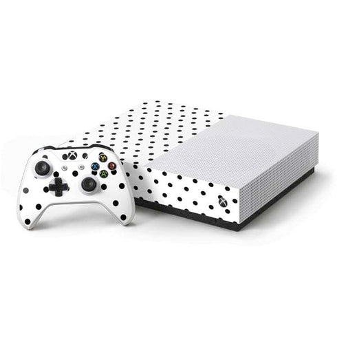 White and Black Polka Dots Xbox One S All-Digital Edition Bundle Skin