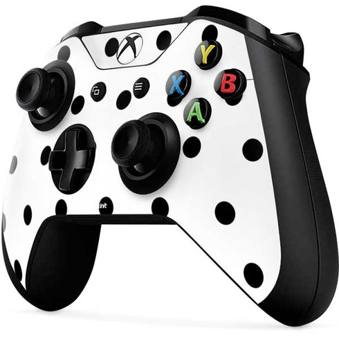 White and Black Polka Dots Xbox One X Controller Skin