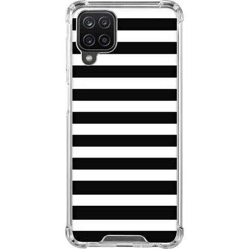 White and Black Stripes Galaxy A12 Clear Case
