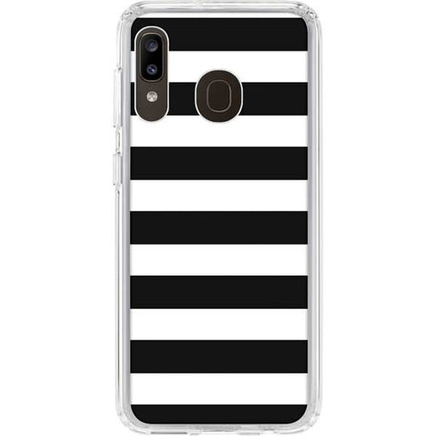 White and Black Stripes Galaxy A20 Clear Case