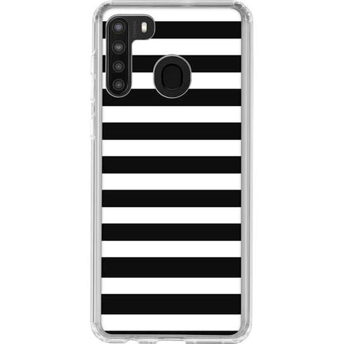 White and Black Stripes Galaxy A21 Clear Case