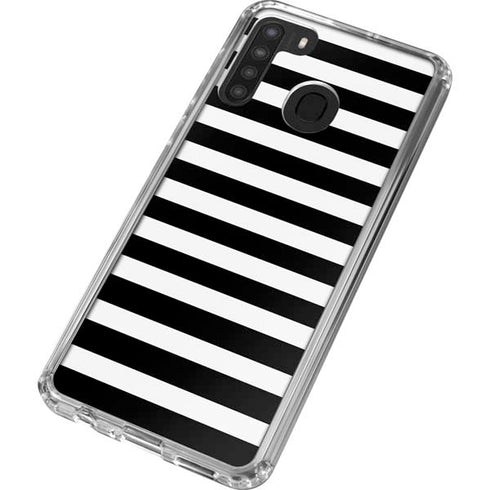 White and Black Stripes Galaxy A21 Clear Case