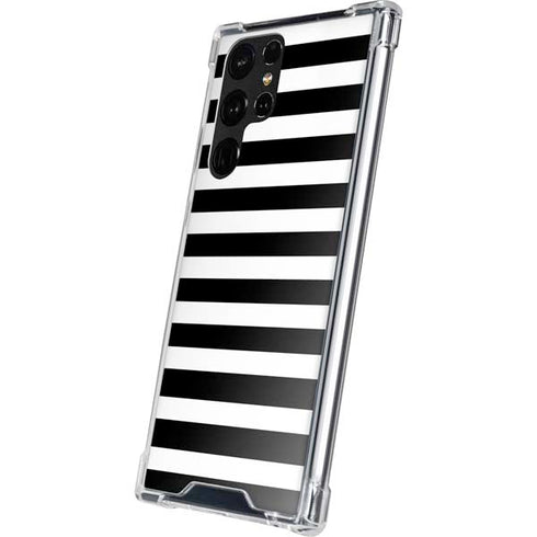 White and Black Stripes Galaxy S22 Ultra Clear Case