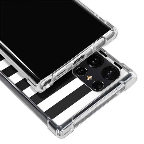 White and Black Stripes Galaxy S22 Ultra Clear Case