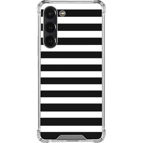 White and Black Stripes Galaxy S23 Plus Clear Case