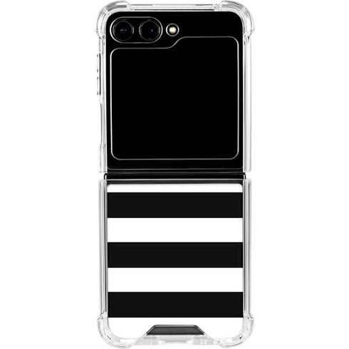 White and Black Stripes Galaxy Z Flip5 5G Clear Case