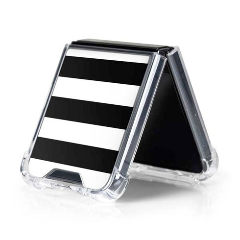 White and Black Stripes Galaxy Z Flip5 5G Clear Case