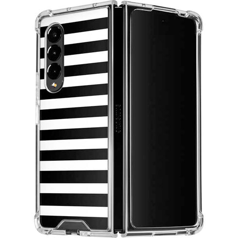 White and Black Stripes Galaxy Z Fold4 5G Clear Case