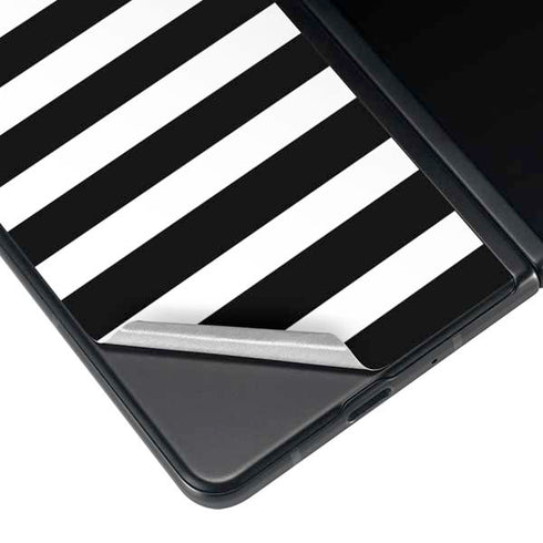 White and Black Stripes Galaxy Z Fold4 5G Skin