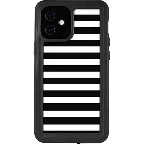 White and Black Stripes iPhone 12 Mini Waterproof Case