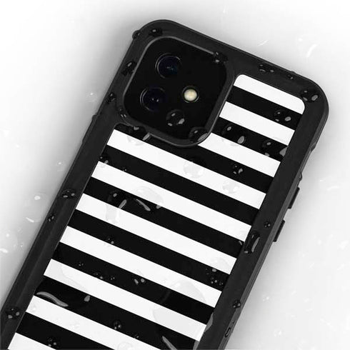White and Black Stripes iPhone 12 Mini Waterproof Case