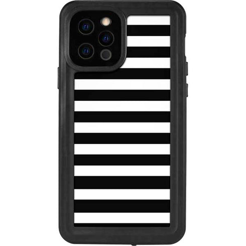 White and Black Stripes iPhone 12 Pro Waterproof Case