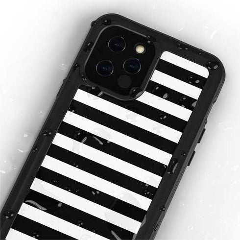 White and Black Stripes iPhone 12 Pro Waterproof Case
