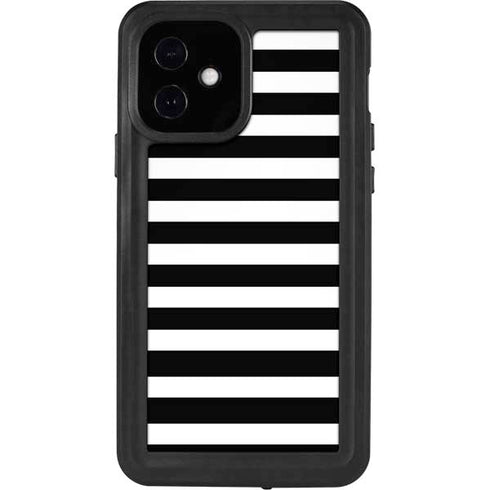 White and Black Stripes iPhone 12 Waterproof Case