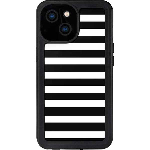 White and Black Stripes iPhone 13 Mini Waterproof Case