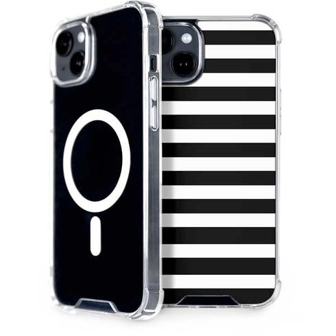 White and Black Stripes iPhone 15 Plus MagSafe Case