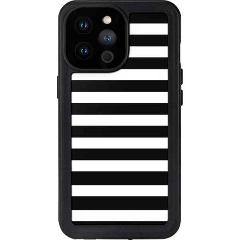 White and Black Stripes iPhone 14 Pro Max Waterproof Case