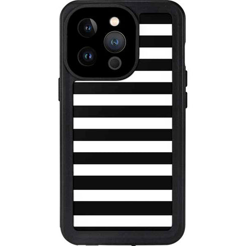 White and Black Stripes iPhone 14 Pro Waterproof Case