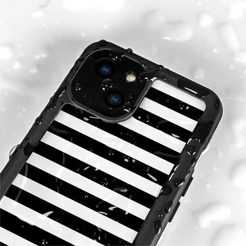 White and Black Stripes iPhone 15 Plus Waterproof Case
