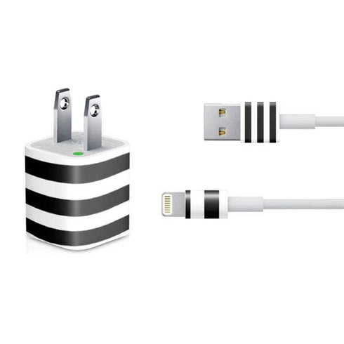 White and Black Stripes iPhone Charger (5W USB) Skin