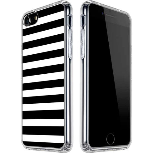 White and Black Stripes iPhone SE (2nd & 3rd Gen) Clear Case