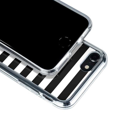 White and Black Stripes iPhone SE (2nd & 3rd Gen) Clear Case