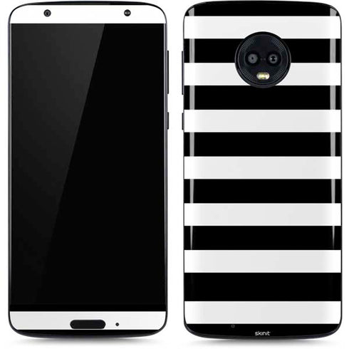 White and Black Stripes Moto G6 Skin