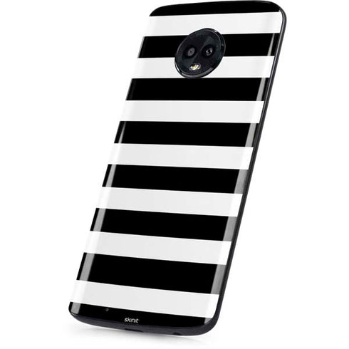 White and Black Stripes Moto G6 Skin