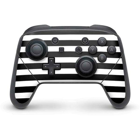 White and Black Stripes Nintendo Switch Pro Controller Skin
