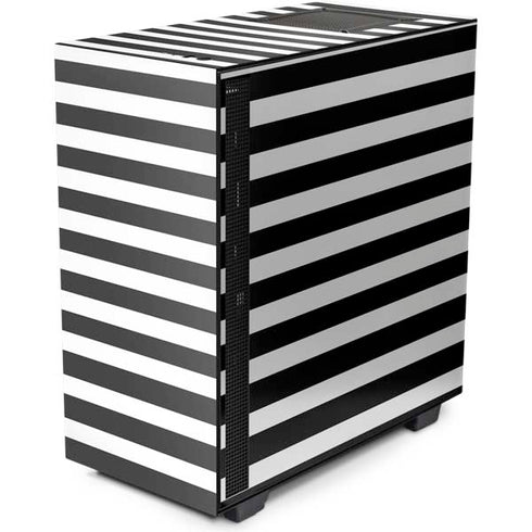 White and Black Stripes NZXT H510 Compact ATX Mid-Tower Case Skin