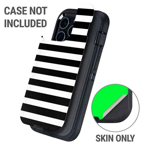 White and Black Stripes Otterbox Defender iPhone Skin