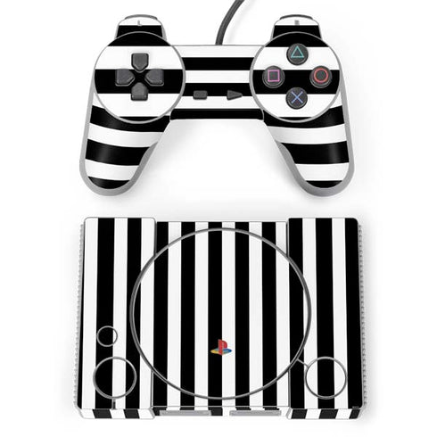 White and Black Stripes PlayStation Classic Bundle Skin