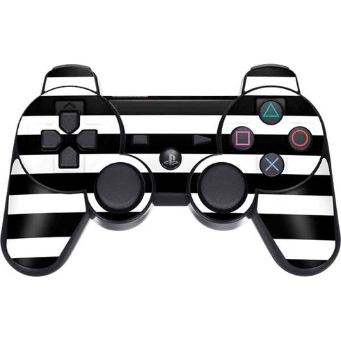 White and Black Stripes PS3 Dual Shock wireless controller Skin