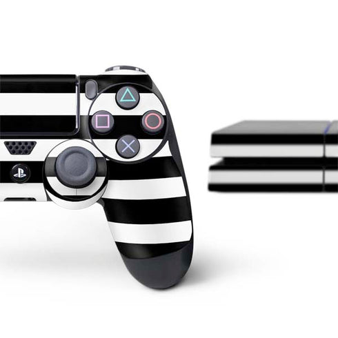 White and Black Stripes PS4 Console and Controller Bundle Skin