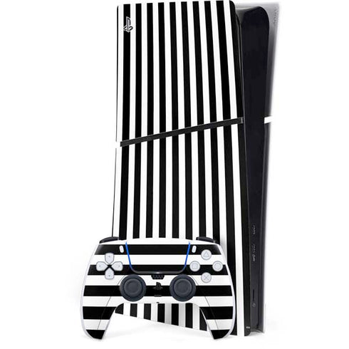 White and Black Stripes PS5 Slim Digital Edition Console Skin