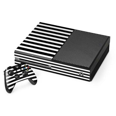 White and Black Stripes Xbox One Console and Controller Bundle Skin
