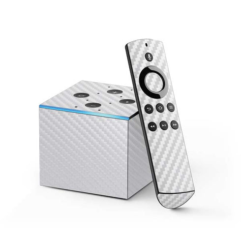 White Carbon Fiber Specialty Texture Material Fire TV Cube Skin