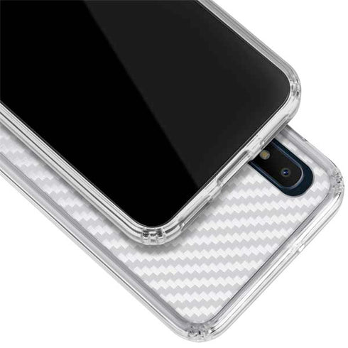 White Carbon Fiber Specialty Texture Material Galaxy A10e Clear Case