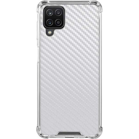 White Carbon Fiber Specialty Texture Material Galaxy A12 Clear Case