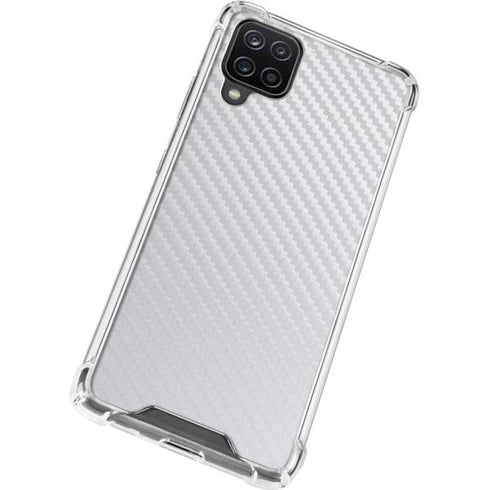 White Carbon Fiber Specialty Texture Material Galaxy A12 Clear Case