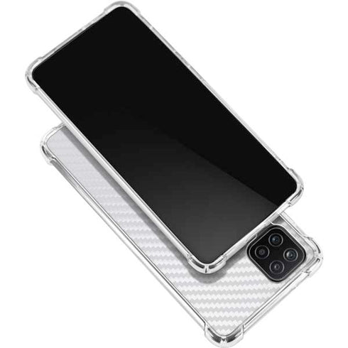 White Carbon Fiber Specialty Texture Material Galaxy A12 Clear Case