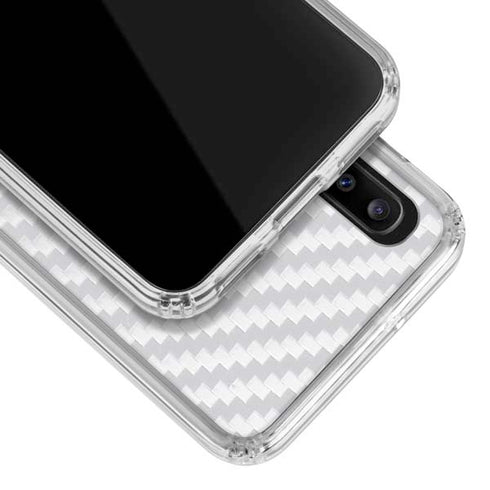 White Carbon Fiber Specialty Texture Material Galaxy A20 Clear Case