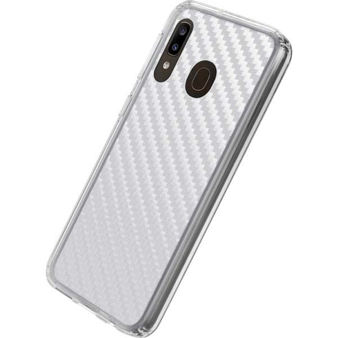 White Carbon Fiber Specialty Texture Material Galaxy A20 Clear Case