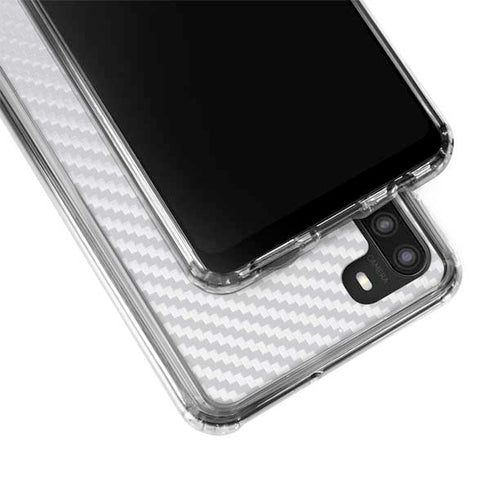 White Carbon Fiber Specialty Texture Material Galaxy A21 Clear Case