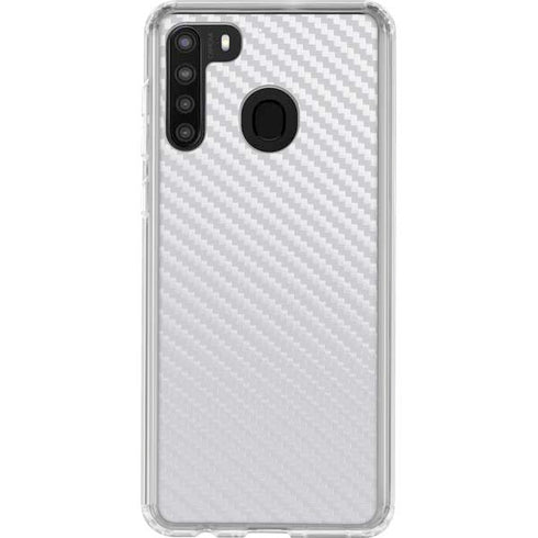 White Carbon Fiber Specialty Texture Material Galaxy A21 Clear Case