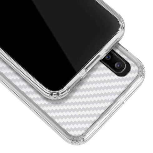 White Carbon Fiber Specialty Texture Material Galaxy A30 Clear Case