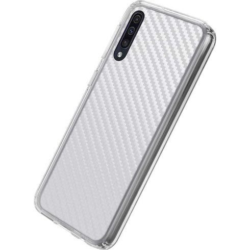 White Carbon Fiber Specialty Texture Material Galaxy A50 Clear Case