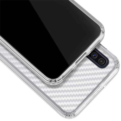 White Carbon Fiber Specialty Texture Material Galaxy A50 Clear Case