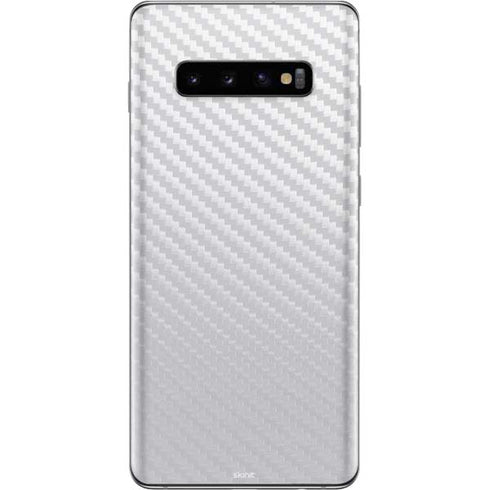 White Carbon Fiber Specialty Texture Material Galaxy S10 Plus Skin