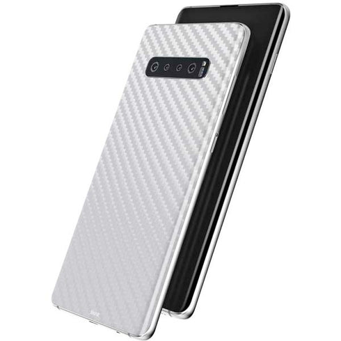 White Carbon Fiber Specialty Texture Material Galaxy S10 Plus Skin